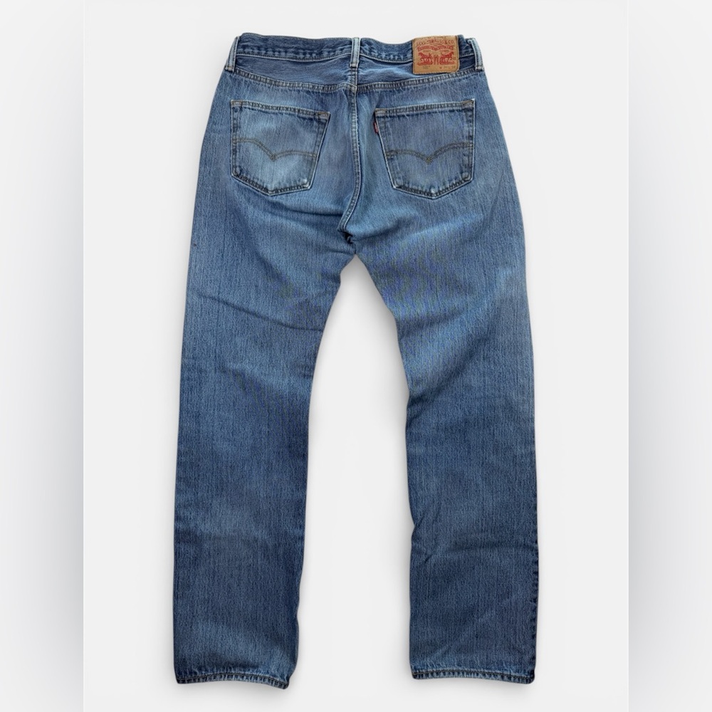 Levi's 501 Distressed Blue Jeans - Picture 2 of 7
